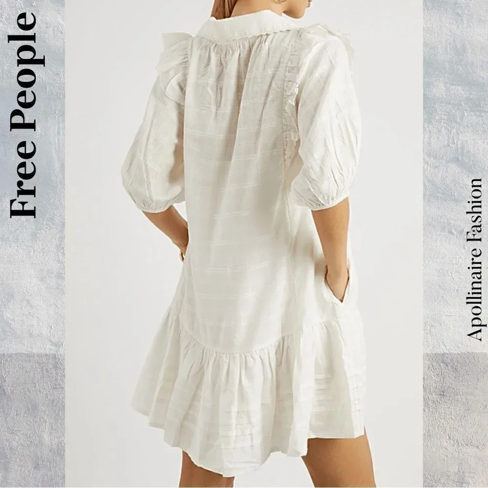 FREE PEOPLE ELORA MINI DRESS IN IVORY XS TP NEW